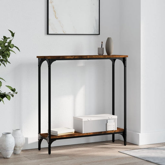 Tavolino Consolle Rovere Fumo 75x22,5x75 cm Legno Multistrato | homemem39