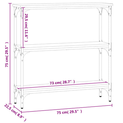 Tavolino Consolle Rovere Fumo 75x22,5x75 cm Legno Multistrato | homemem39