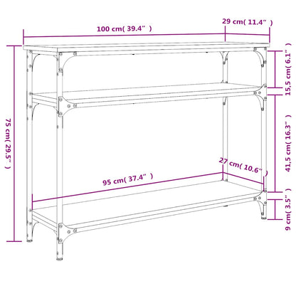 Tavolino Consolle Nero 100x29x75 cm in Legno Multistrato