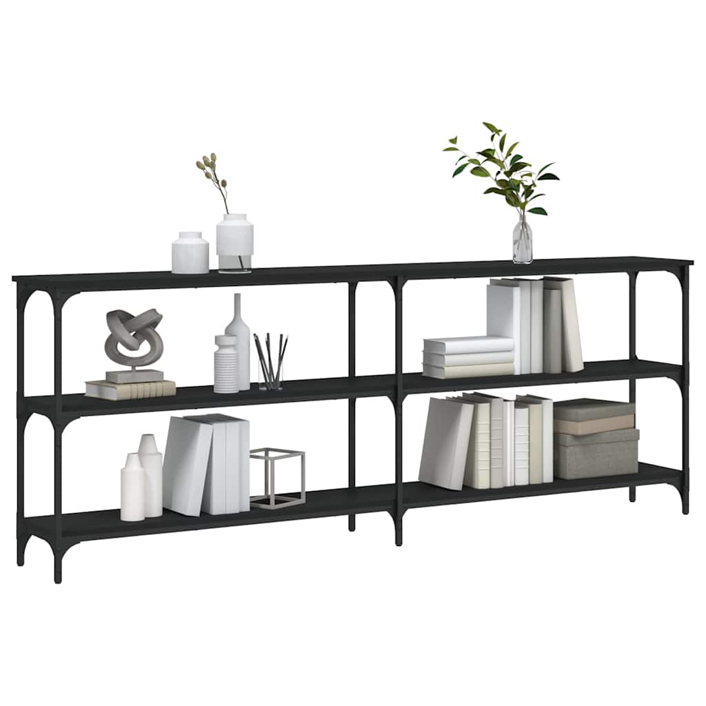 Tavolino Consolle Nero 200x29x75 cm in Legno Multistrato | homemem39