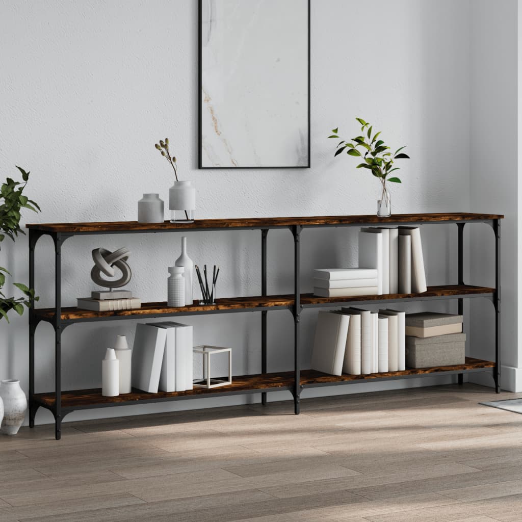 Tavolo Consolle Rovere Fumo 200x29x75 cm in Legno Multistrato | homemem39