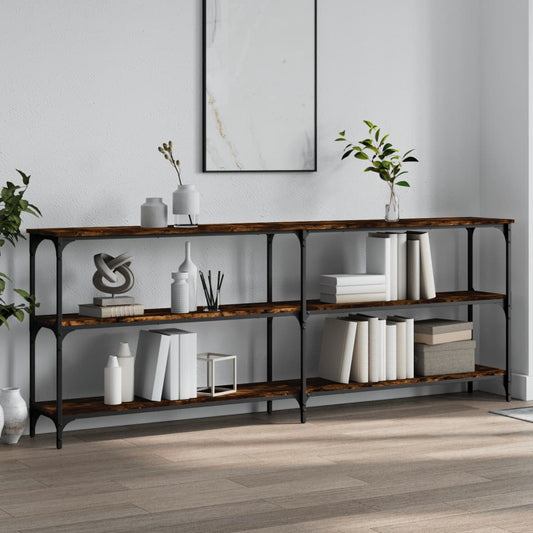 Tavolo Consolle Rovere Fumo 200x29x75 cm in Legno Multistrato | homemem39