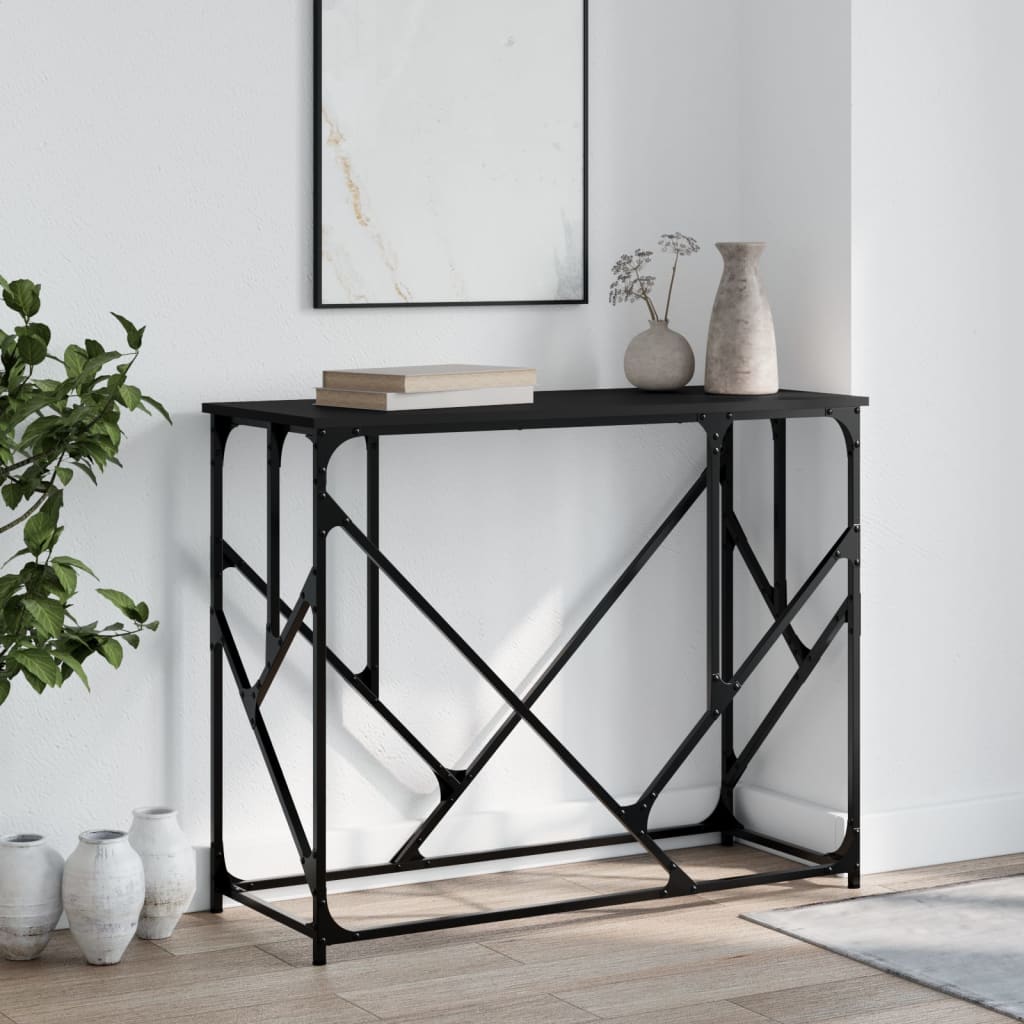 Tavolino Consolle Nero 100x40x80 cm in Legno Multistrato - homemem39