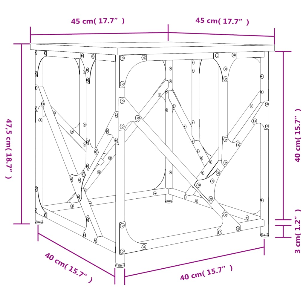 Tavolino da Salotto Nero 45x45x47,5 cm in Legno Multistrato | homemem39