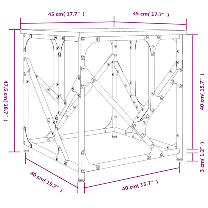 Tavolino da Salotto Rovere Fumo 45x45x47,5 cm Legno Multistrato