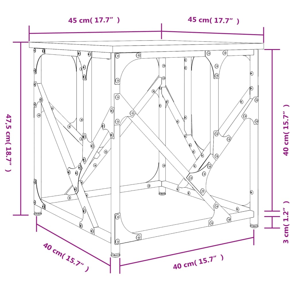 Tavolino Salotto Rovere Marrone 45x45x47,5 cm Legno Multistrato | homemem39