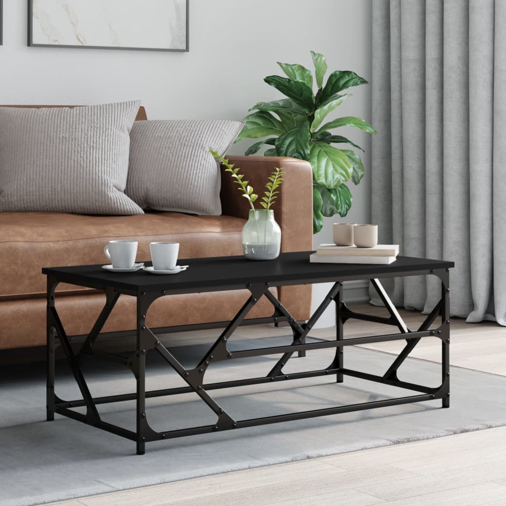 Tavolino Salotto Nero 100x50x40cm Legno Multistrato | homemem39