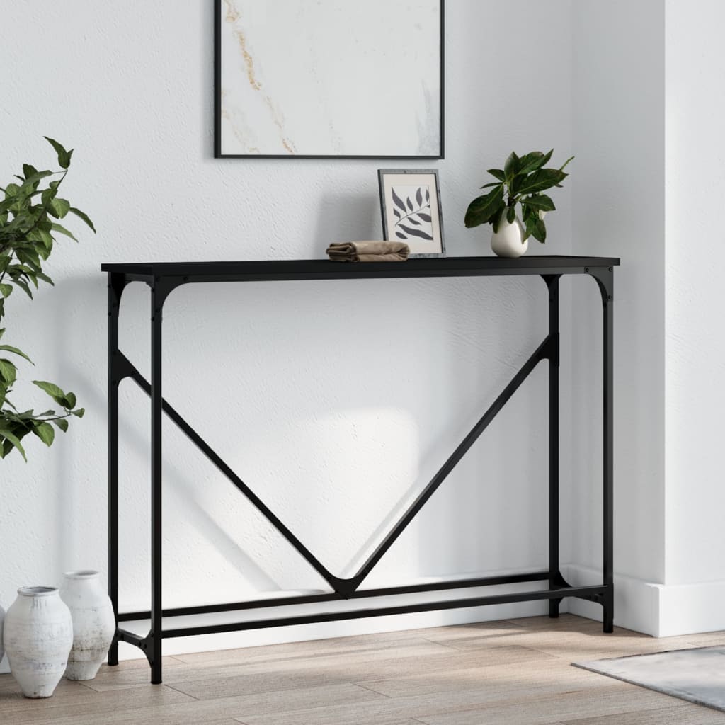 Tavolino Consolle Nero 102x22,5x75 cm in Legno Multistrato | homemem39