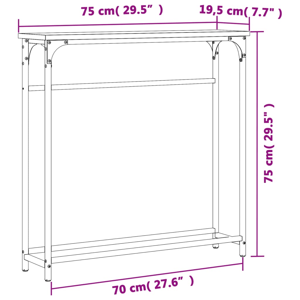 Tavolino Consolle Rovere Marrone 75x19,5x75cm Legno Multistrato | homemem39