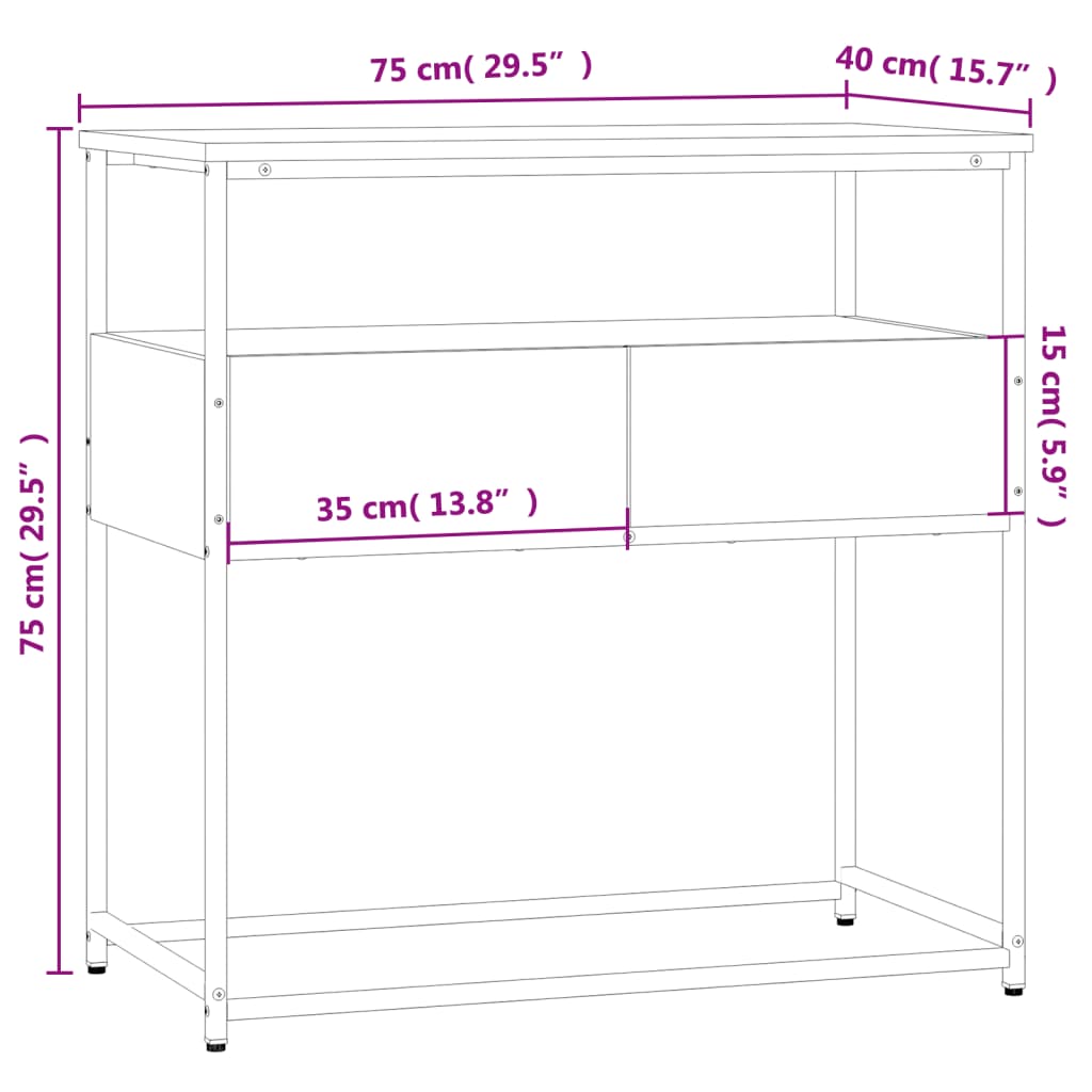 Tavolino Consolle Rovere Sonoma 75x40x75cm in Legno Multistrato - homemem39