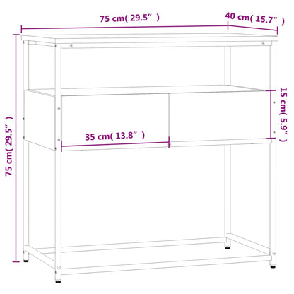 Tavolino Consolle Rovere Sonoma 75x40x75cm in Legno Multistrato - homemem39