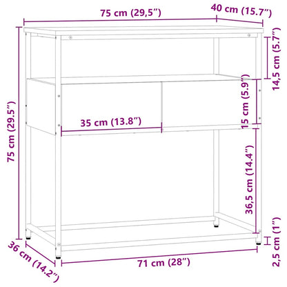 Tavolino Consolle Rovere Sonoma 75x40x75cm in Legno Multistrato - homemem39