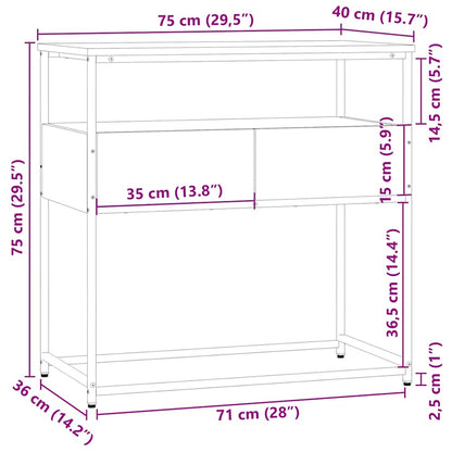 Tavolino Consolle Rovere Fumo 75x40x75 cm in Legno Multistrato - homemem39