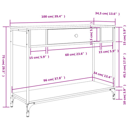 Tavolino Consolle Rovere Sonoma 100x34,5x75cm Legno Multistrato