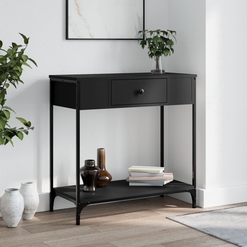 Tavolino Consolle Nero 75x34,5x75 cm in Legno Multistrato - homemem39