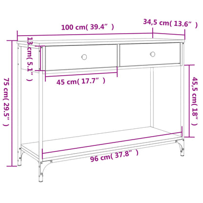 Tavolino Consolle Nero 100x34,5x75 cm in Legno Multistrato - homemem39