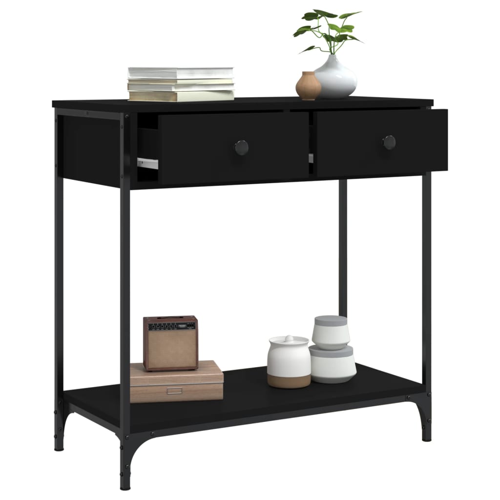 Tavolino Consolle Nero 75x34,5x75 cm in Legno Multistrato - homemem39