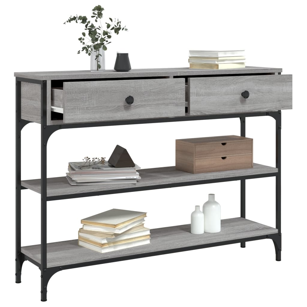 Tavolino Consolle Grigio Sonoma 100x25x75cm Legno Multistrato - homemem39