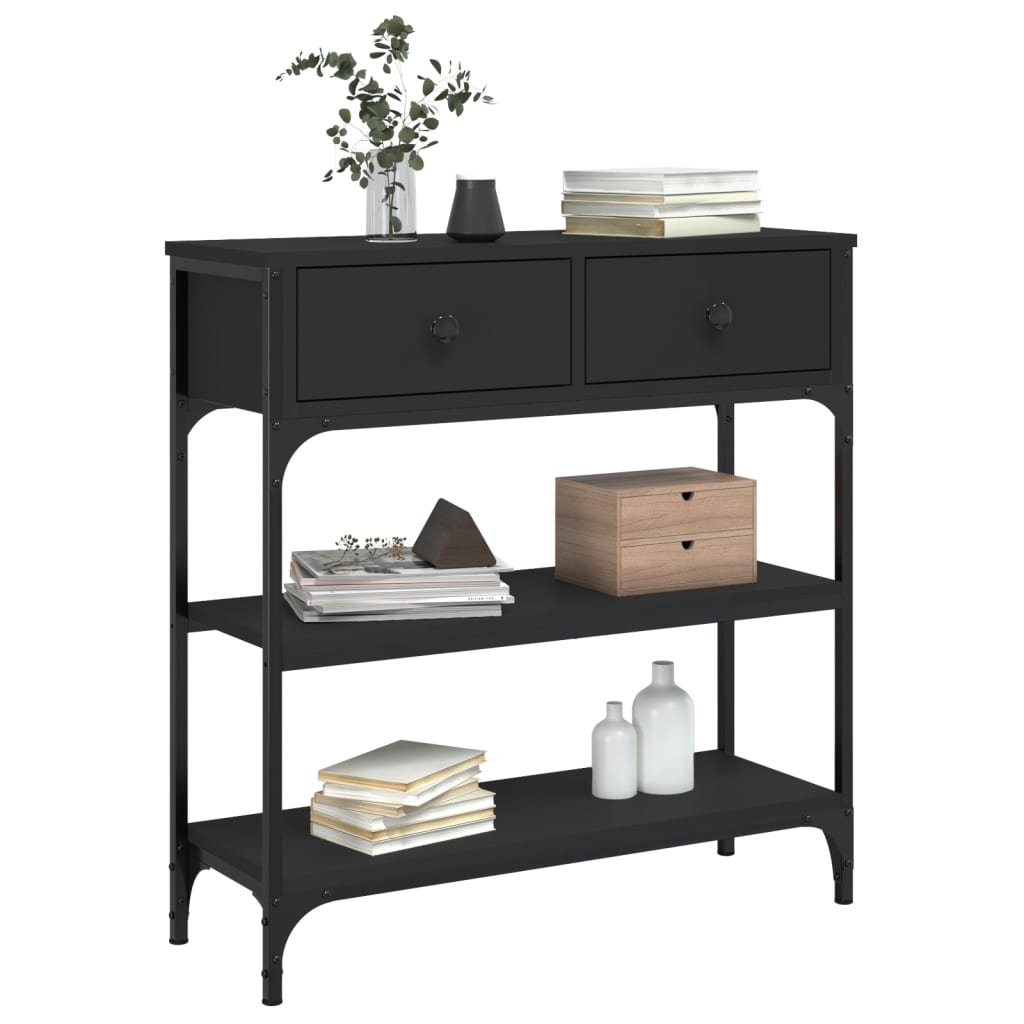 Tavolino Consolle Nero 72,5x25x75 cm in Legno Multistrato - homemem39