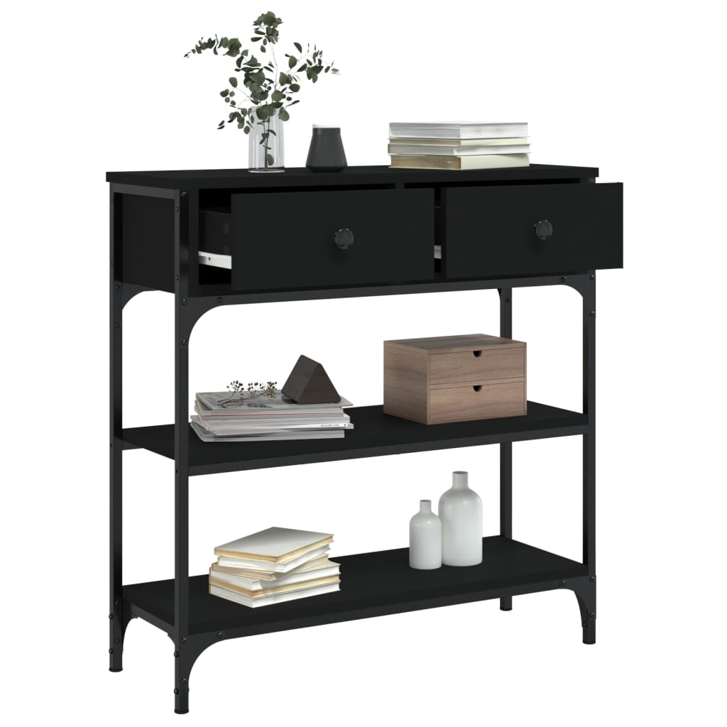 Tavolino Consolle Nero 72,5x25x75 cm in Legno Multistrato - homemem39