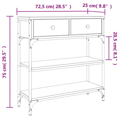 Tavolino Consolle Nero 72,5x25x75 cm in Legno Multistrato - homemem39