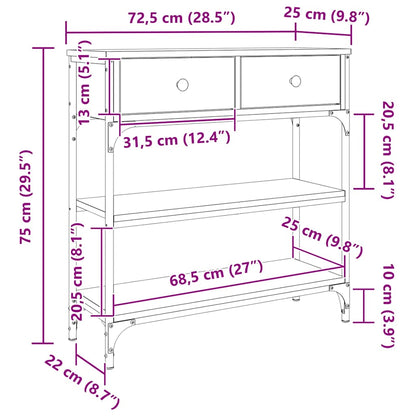Tavolino Consolle Rovere Fumo 72,5x25x75cm in Legno Multistrato | homemem39