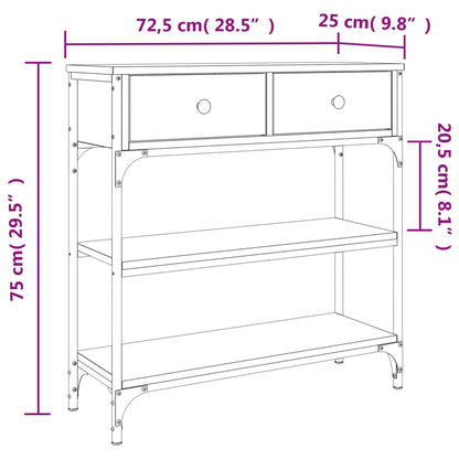 Tavolino Consolle Grigio Sonoma 72,5x25x75 cm Legno Multistrato - homemem39