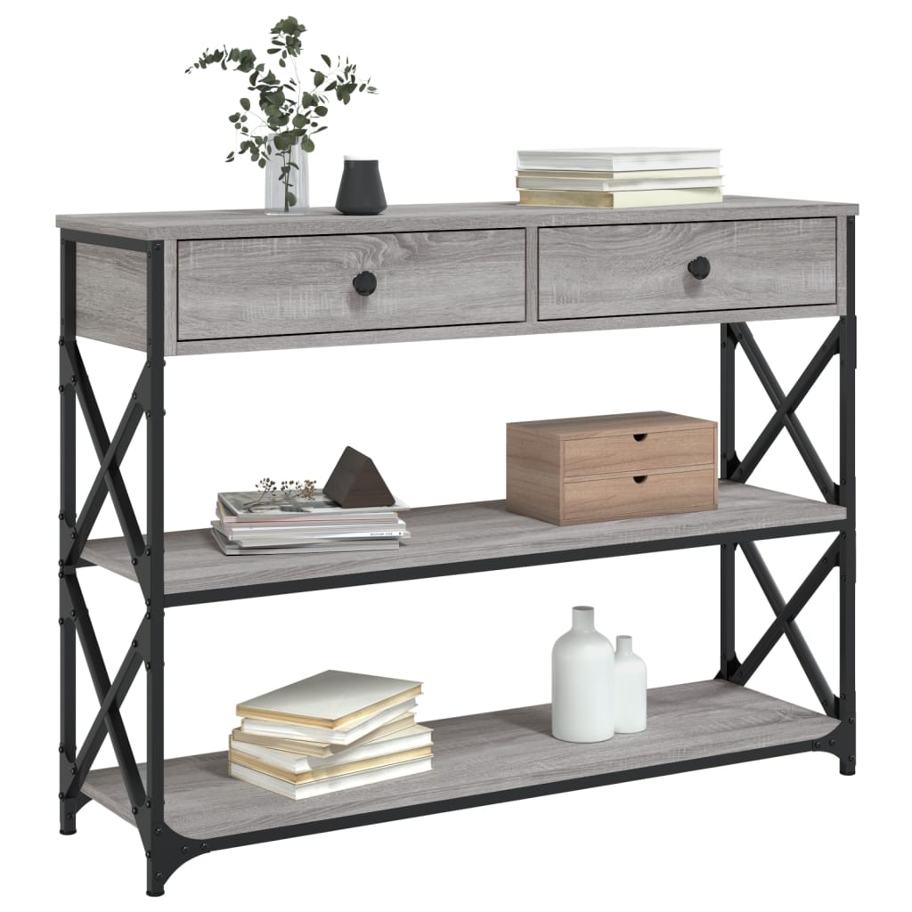 Tavolo Consolle Grigio Sonoma 100x28x75 cm in Legno Multistrato - homemem39