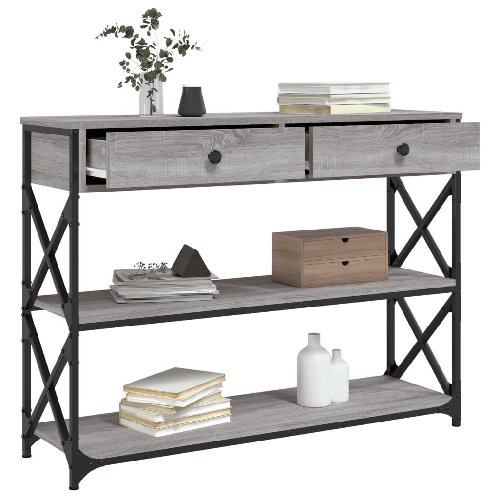 Tavolo Consolle Grigio Sonoma 100x28x75 cm in Legno Multistrato - homemem39