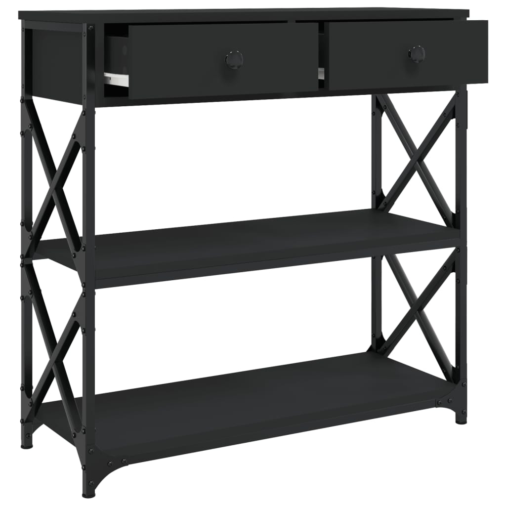 Tavolino Consolle Nero 75x28x75 cm in Legno Multistrato - homemem39