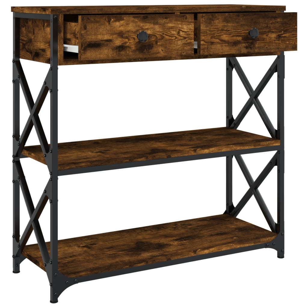 Tavolino Consolle Rovere Fumo 75x28x75 cm in Legno Multistrato | homemem39
