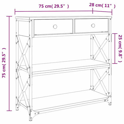 Tavolino Consolle Grigio Sonoma 75x28x75 cm Legno Multistrato | homemem39
