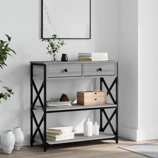 Tavolino Consolle Grigio Sonoma 75x28x75 cm Legno Multistrato | homemem39