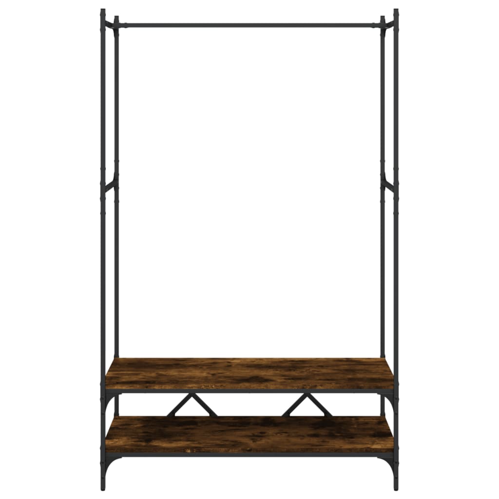 Appendiabiti con Scaffali Rovere Fumo in Legno Multistrato
