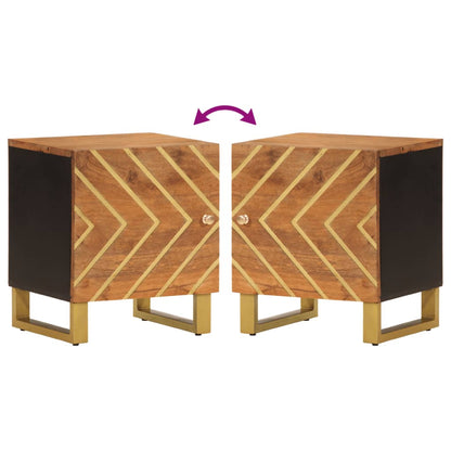 Comodino Marrone e Nero in Legno Massello di Mango - homemem39