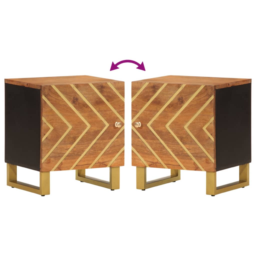 Comodini 2 pz Marrone e Nero in Legno Massello di Mango - homemem39