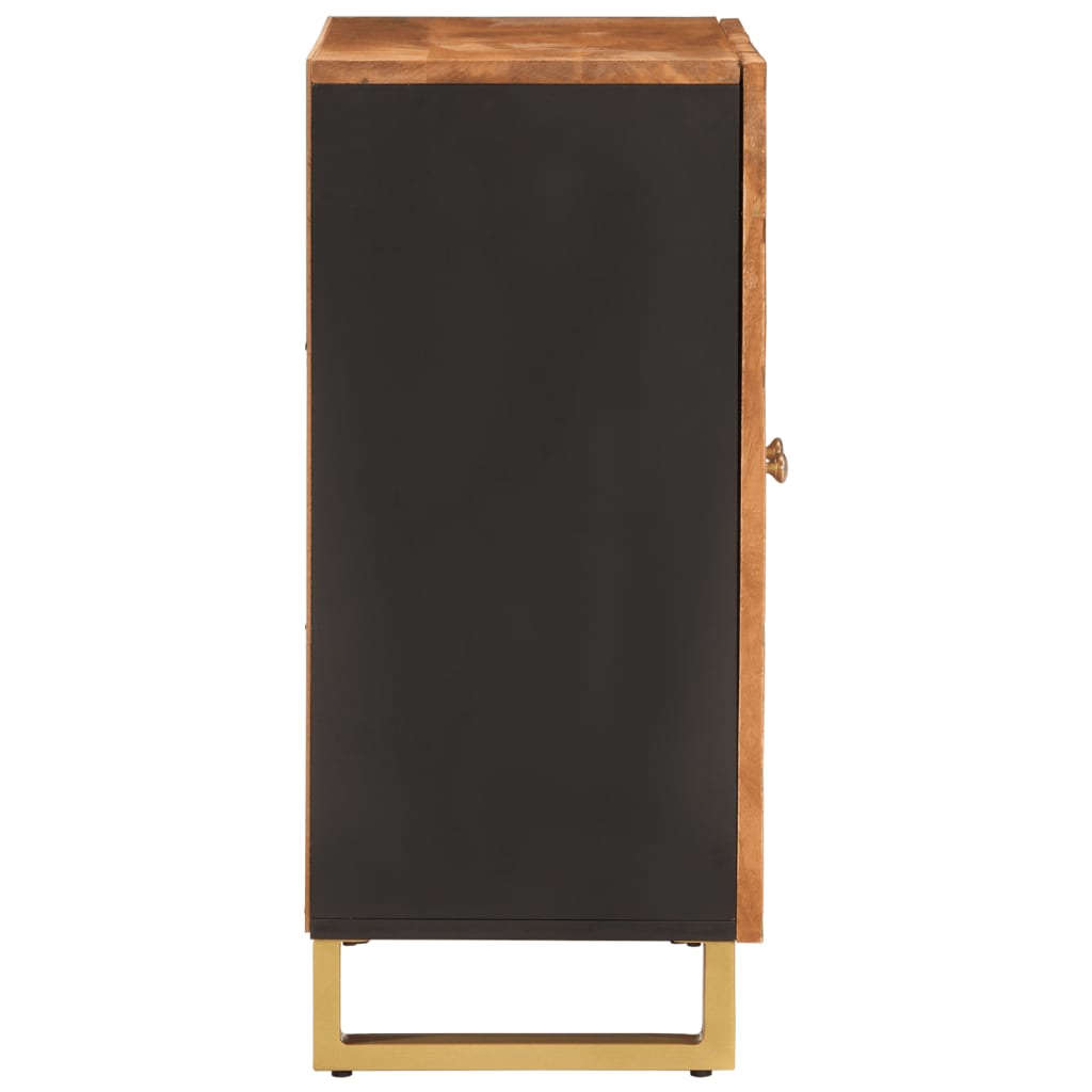 Mobiletto Marrone e Nero 60x33,5x75 cm Legno Massello di Mango - homemem39