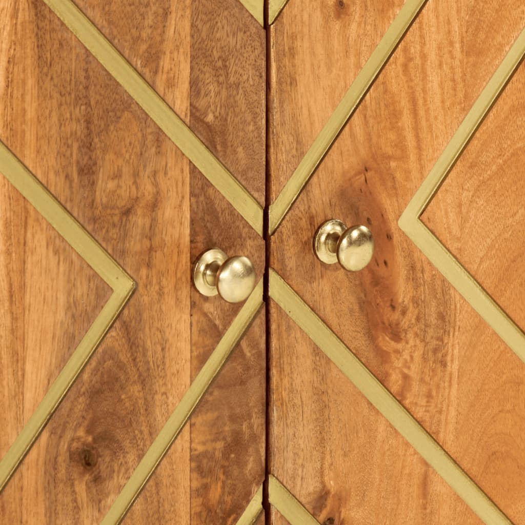 Mobiletto Marrone e Nero 60x33,5x75 cm Legno Massello di Mango - homemem39