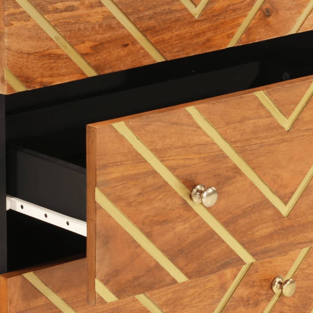 Mobiletto Marrone e Nero 60x33,5x75 cm Legno Massello di Mango - homemem39