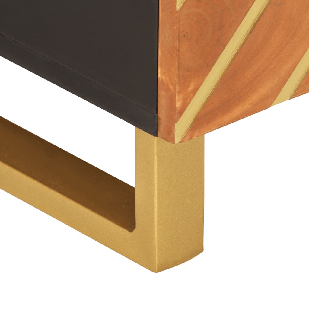 Tavolino da Salotto Marrone e Nero 80x50x40 cm Legno di Mango