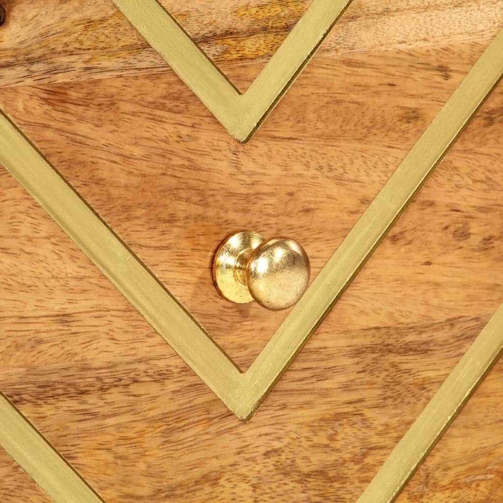 Comodino Marrone e Nero in Legno Massello di Mango - homemem39