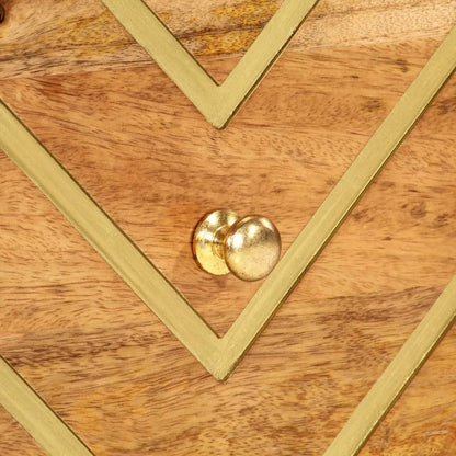 Comodino Marrone e Nero in Legno Massello di Mango - homemem39