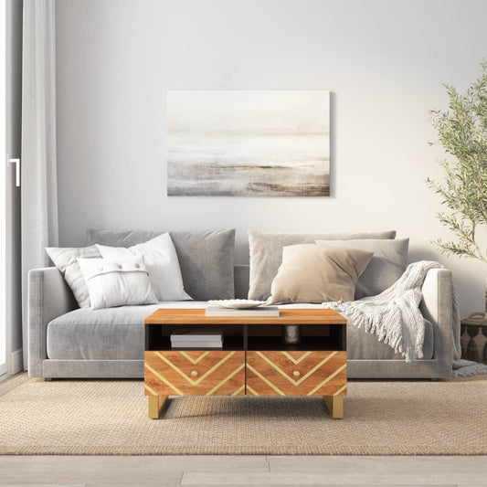 Tavolino da Salotto Marrone e Nero 80x54x40 cm Legno di Mango | homemem39