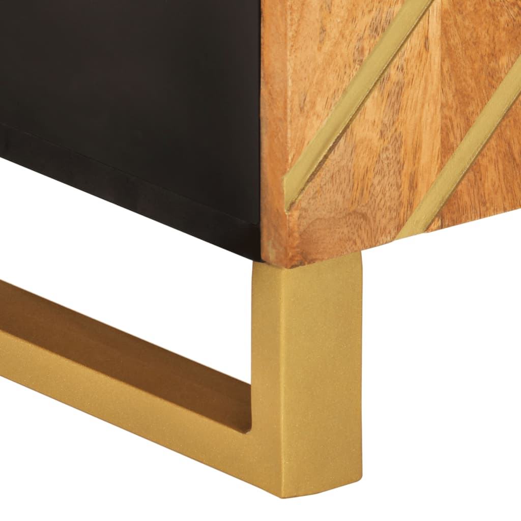 Mobile Porta TV Marrone e Nero 105x33,5x46 cm in Legno di Mango | homemem39