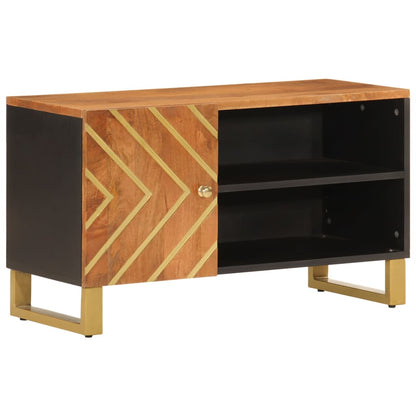 Mobile Porta TV Marrone e Nero 80x31,5x46 cm in Legno di Mango - homemem39