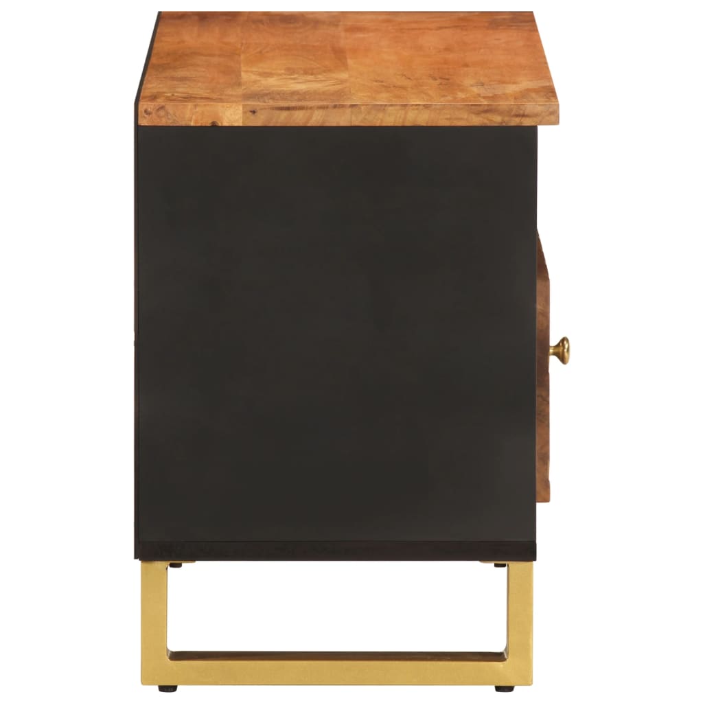Mobile Porta TV Marrone e Nero 80x33,5x46 cm in Legno di Mango - homemem39