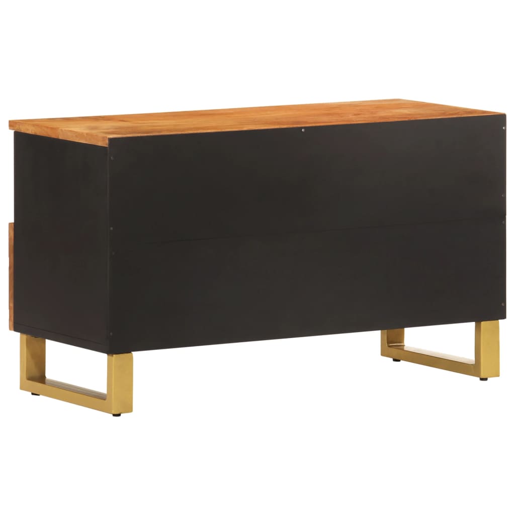 Mobile Porta TV Marrone e Nero 80x33,5x46 cm in Legno di Mango - homemem39