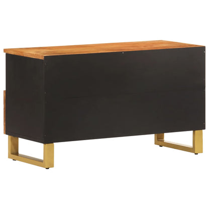 Mobile Porta TV Marrone e Nero 80x33,5x46 cm in Legno di Mango - homemem39
