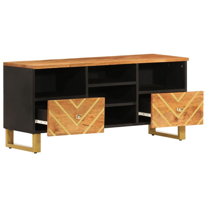 Mobile Porta TV Marrone e Nero 100x33,5x46 cm in Legno di Mango - homemem39
