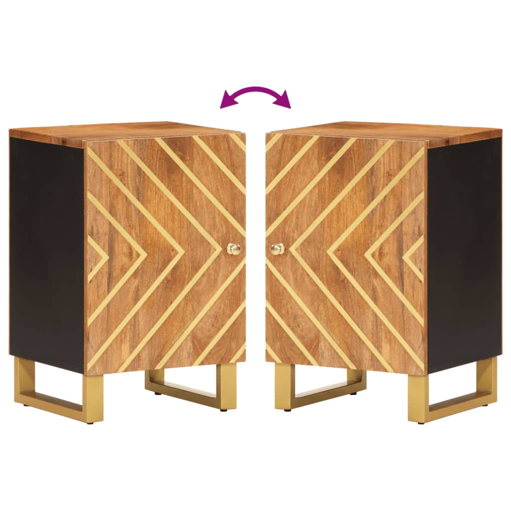 Mobiletto da Bagno Marrone e Nero 38x33,5x58 cm Legno di Mango